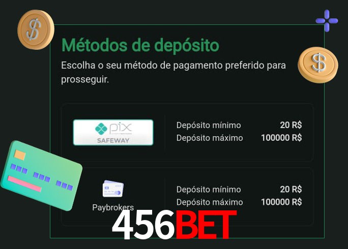 O cassino 456Bet oferece uma grande variedade de métodos de pagamento